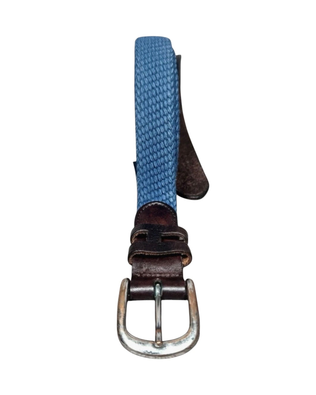 Hackett London Leather & Blue Woven Canvas Belt - 38W