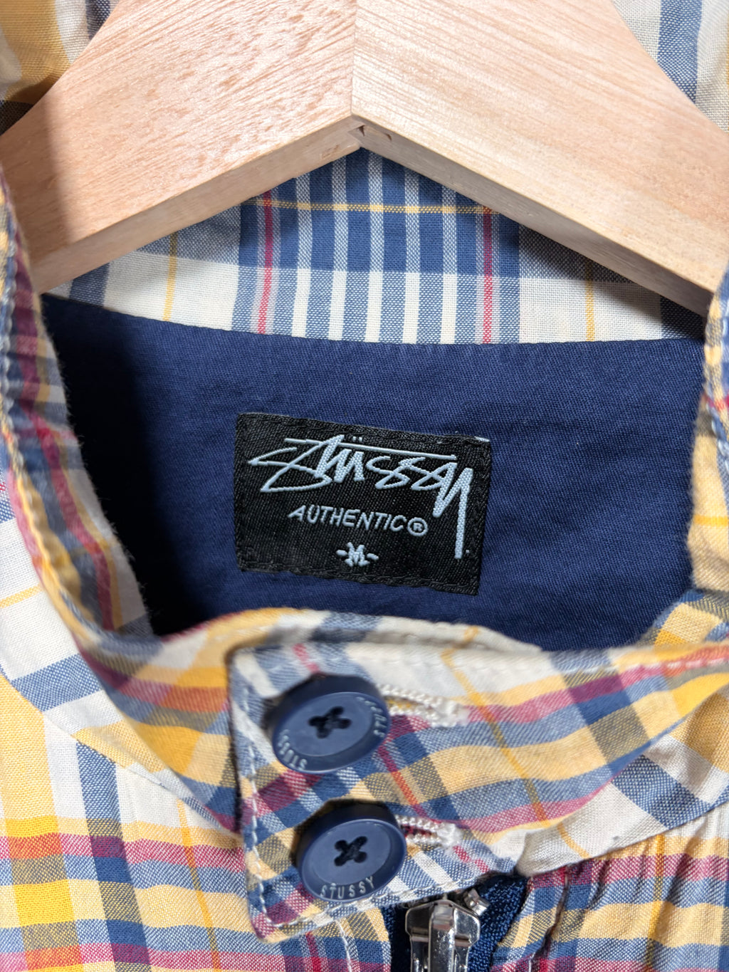 Stüssy Vintage Plaid Zip Yellow Collared Jacket