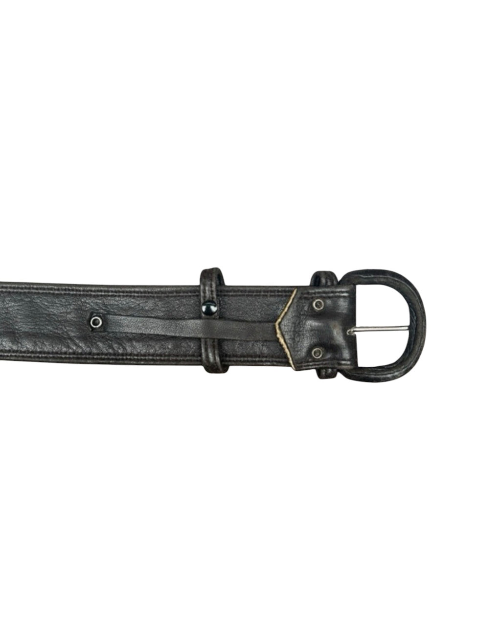 Vintage soft Brown Genuine Leather Belt With Rounded Buckle - 40W