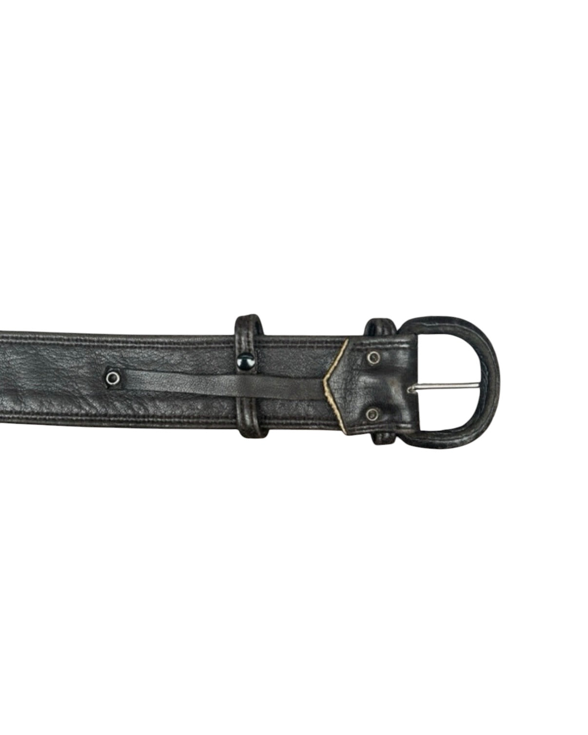 Vintage soft Brown Genuine Leather Belt With Rounded Buckle - 40W