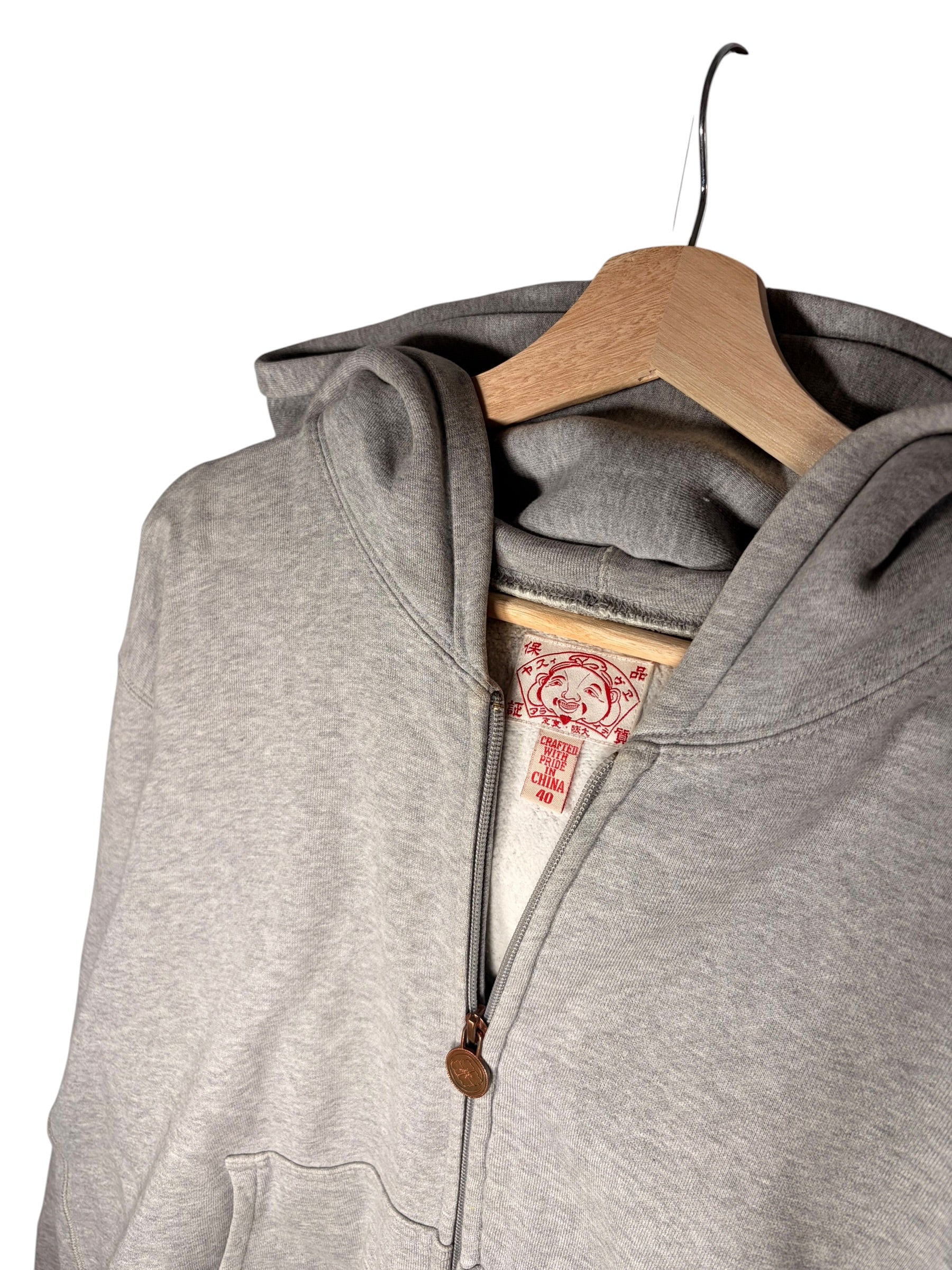 Evisu Premium Vintage Back Print Grey Zip up Hoodie