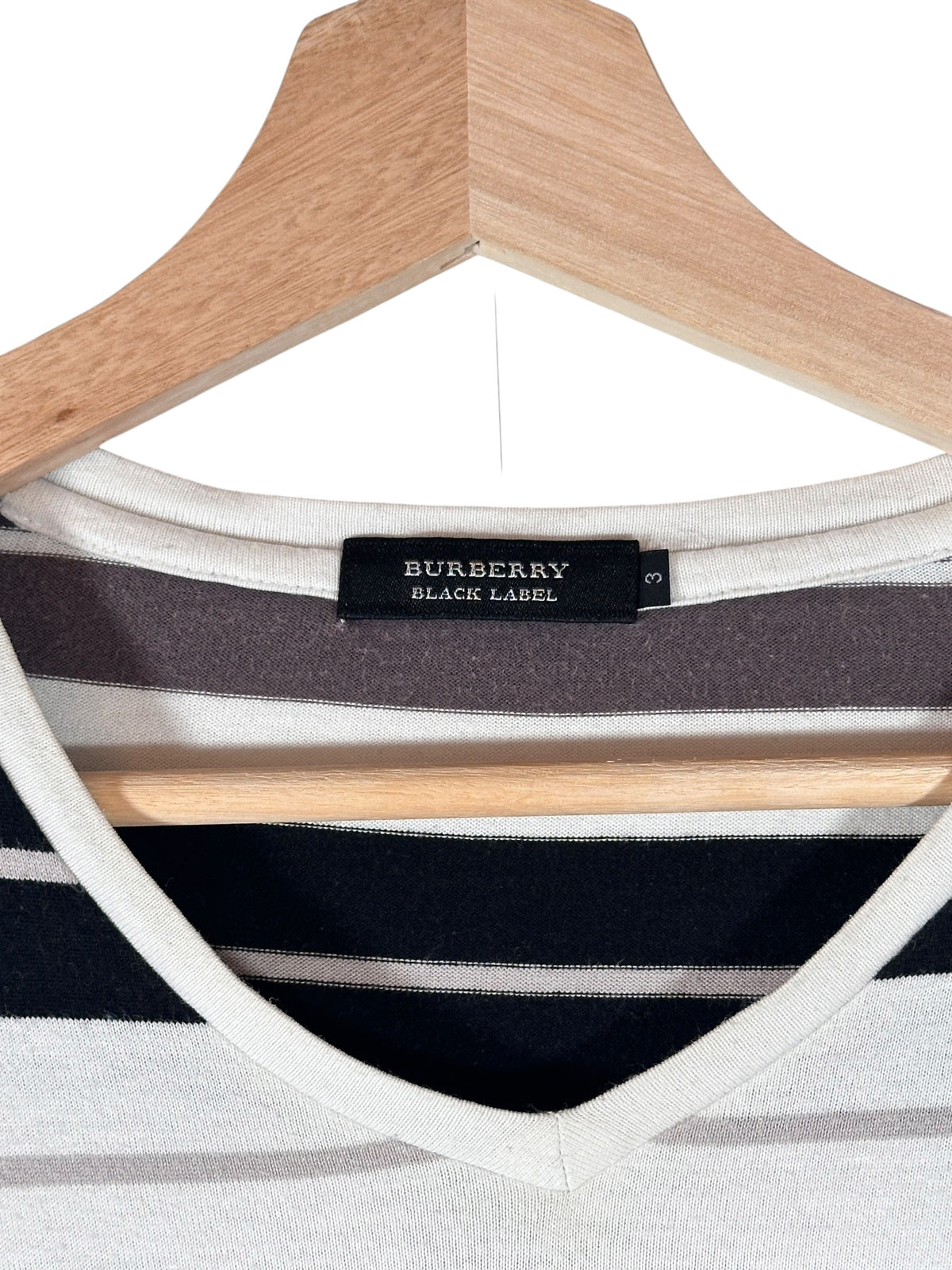 Vintage Burberry Black Label White Striped Tee