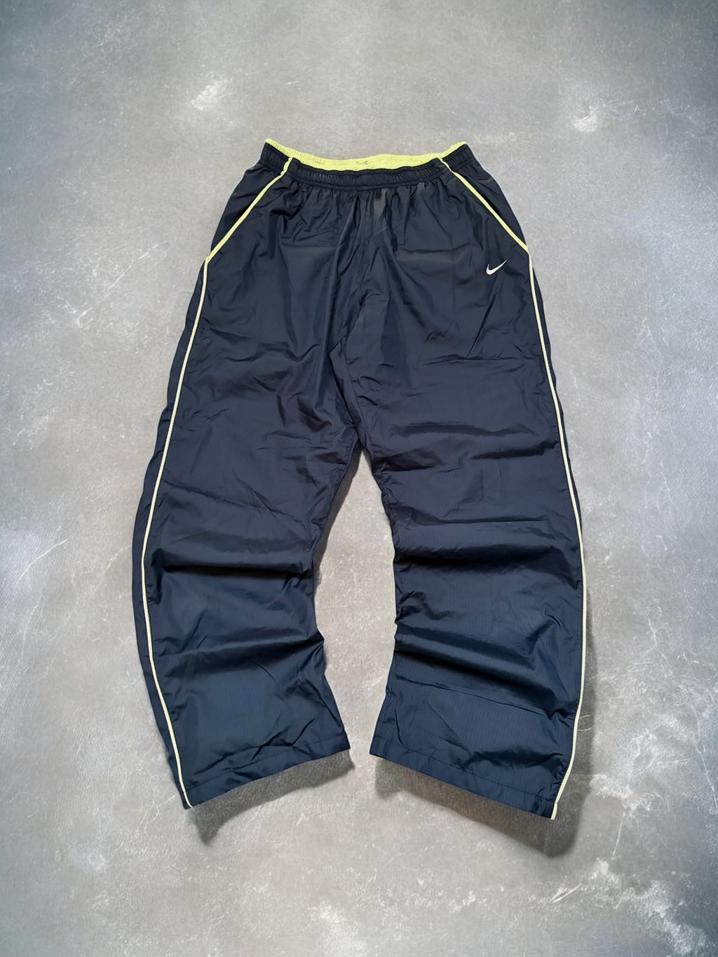 Nike Early 2000s Navy & Neon Trim Line Track Pants