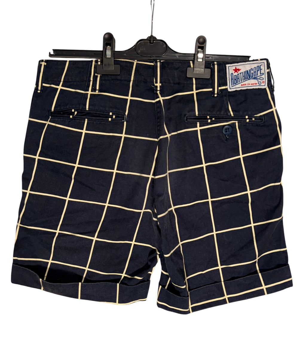 BAPE Vintage Japanese Navy Cream Plaid Shorts