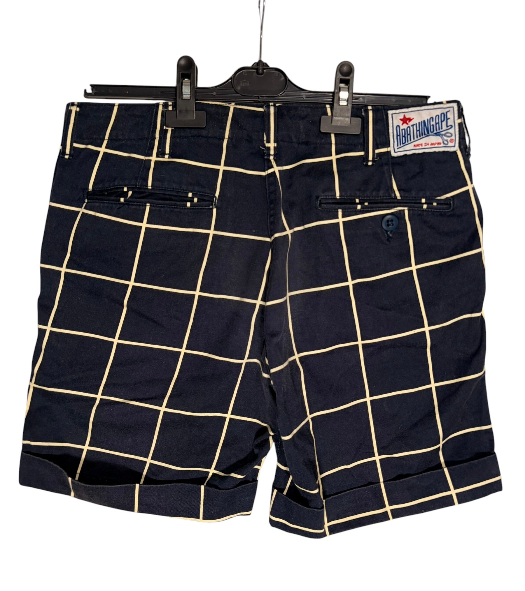 BAPE Vintage Japanese Navy Cream Plaid Shorts