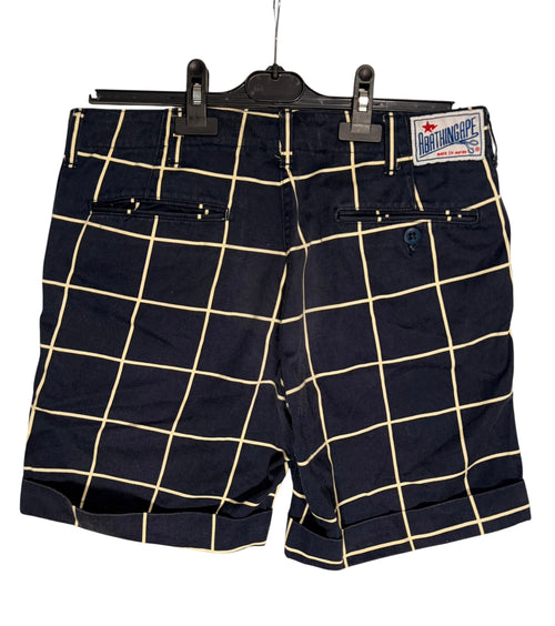 BAPE Vintage Japanese Navy Cream Plaid Shorts