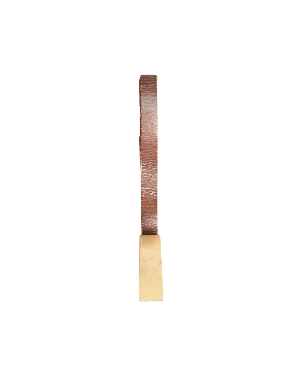 Vintage Slim brown leather belt minimal brass buckle - 36W