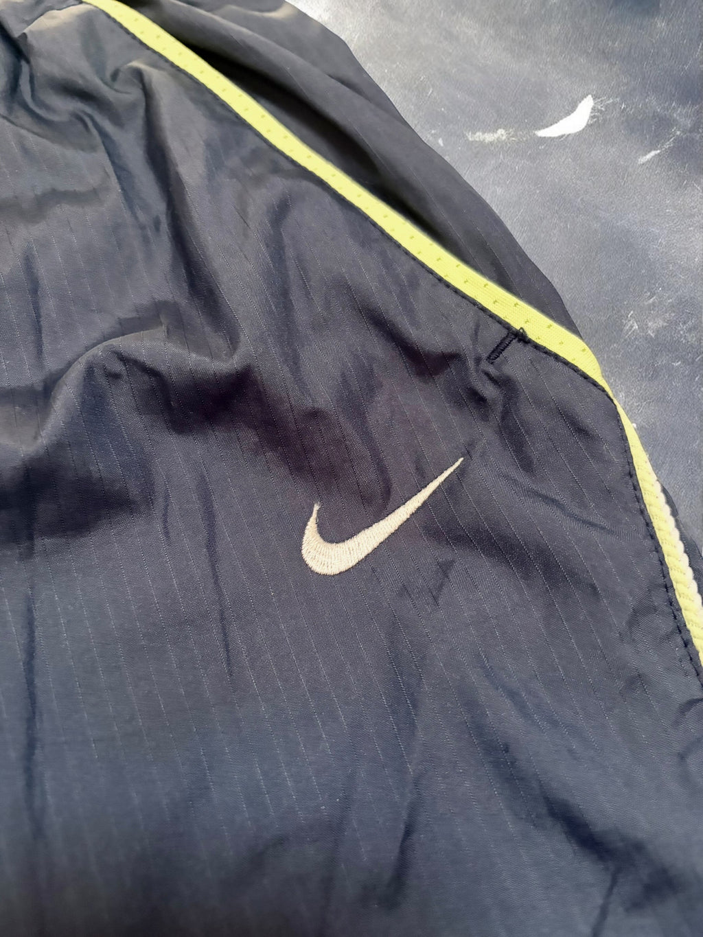Nike Early 2000s Navy & Neon Trim Line Track Pants