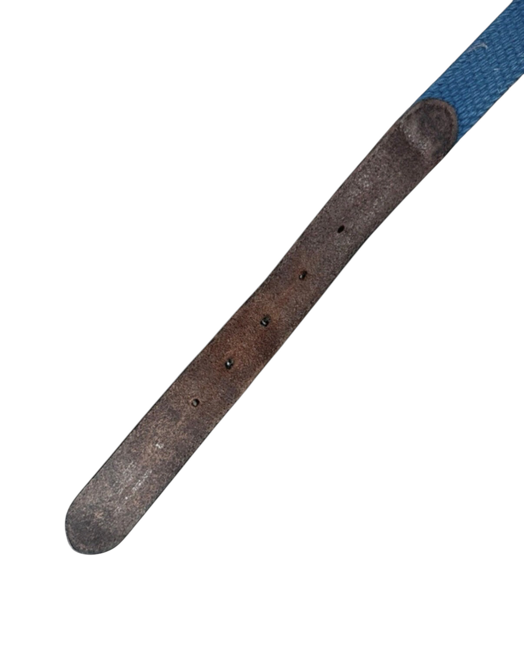 Hackett London Leather & Blue Woven Canvas Belt - 38W