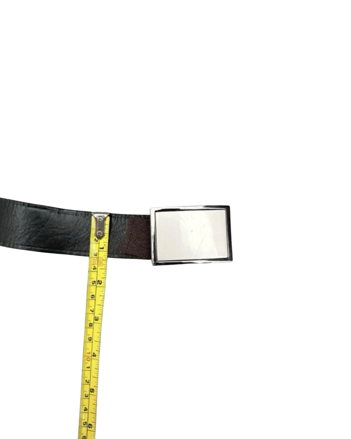 Vintage Black Leather Belt Unique Statement Buckle - 40W