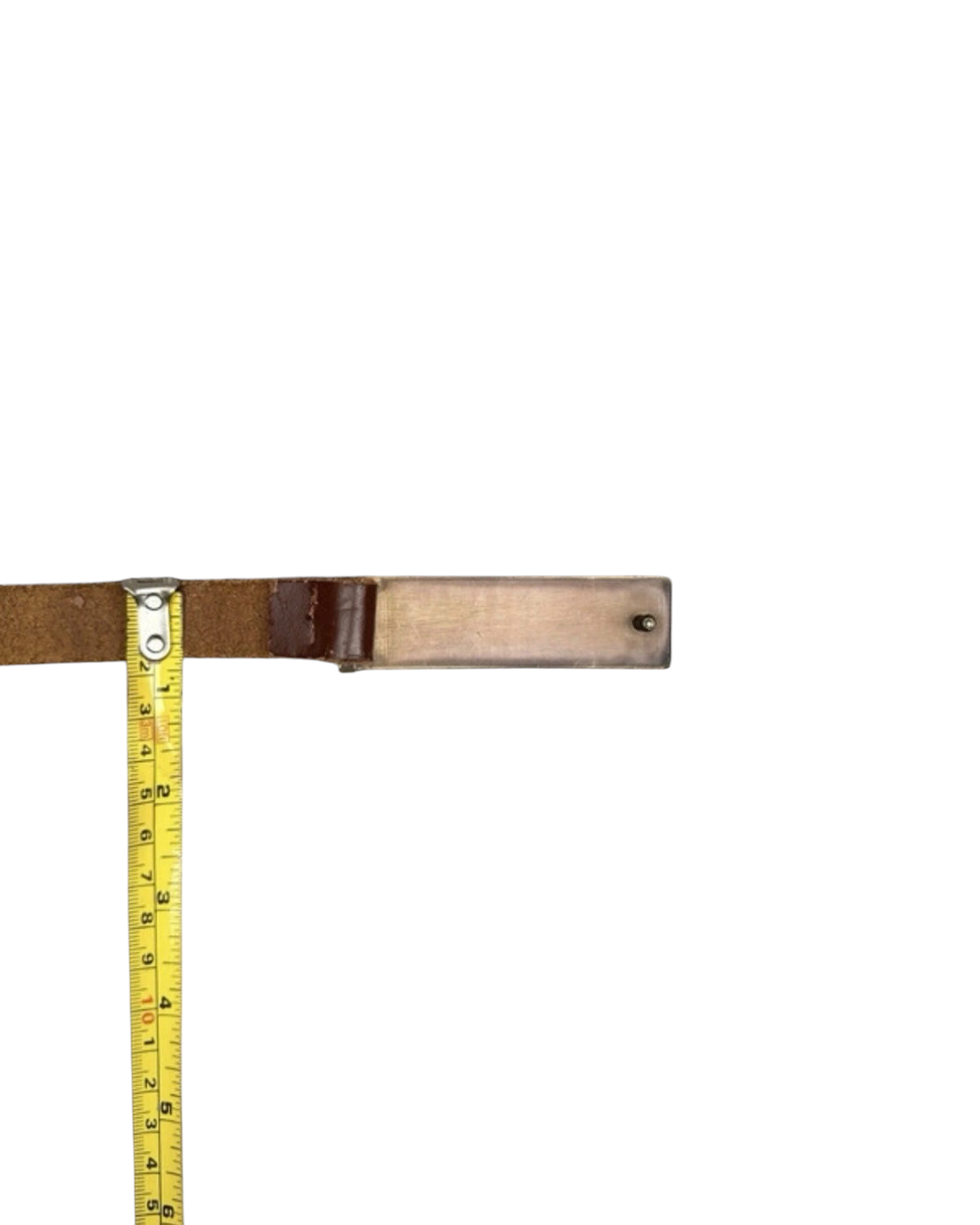 Vintage Slim brown leather belt minimal brass buckle - 36W