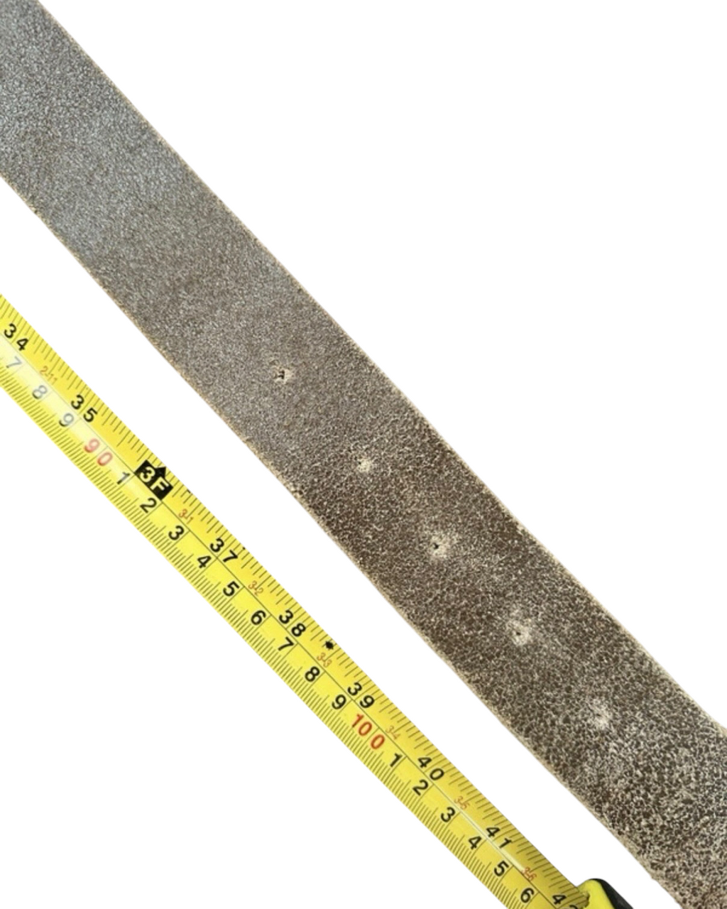 Vintage Worn Leather Belt with Embellished Buckle - 38