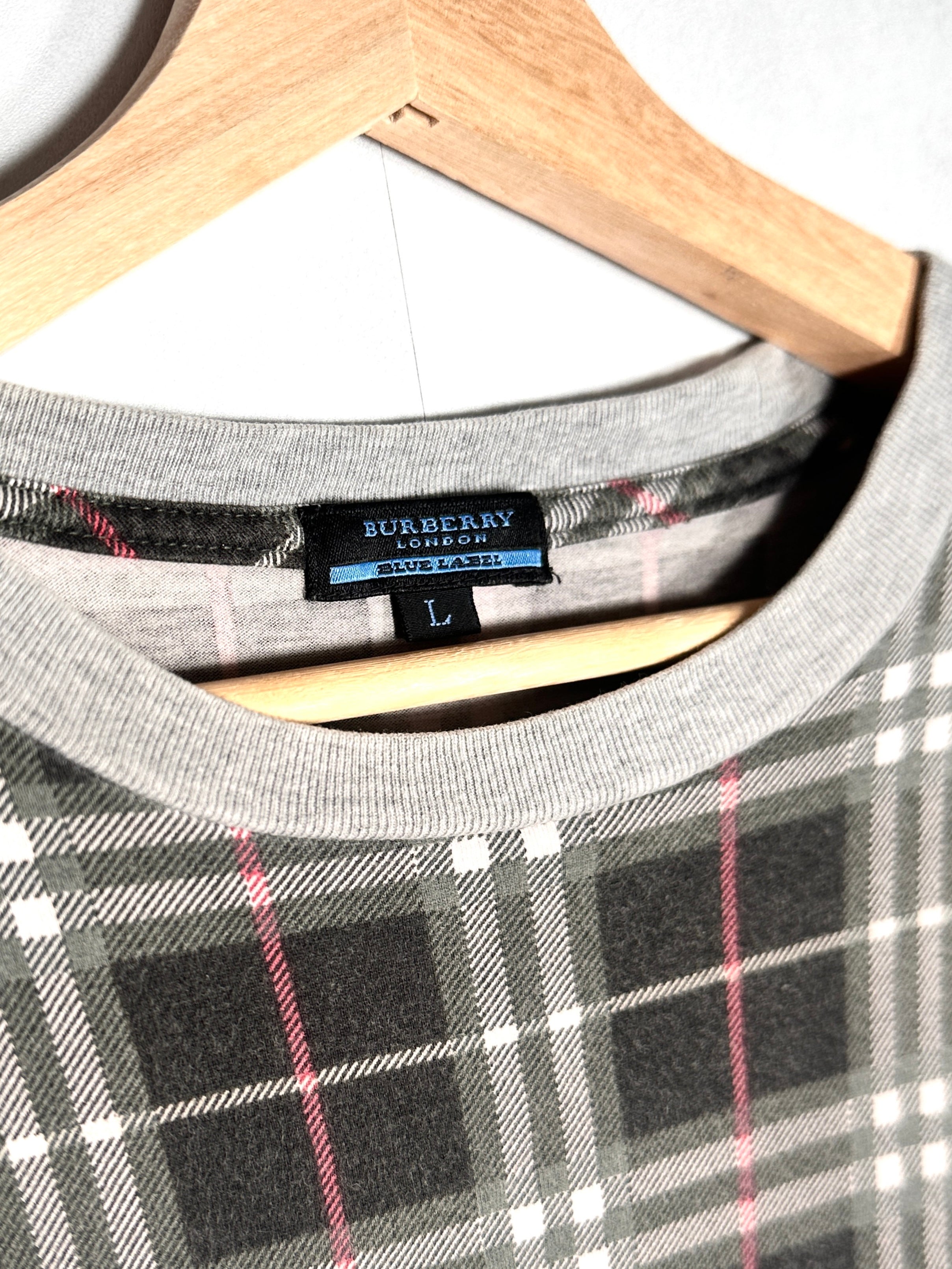 Burberry Vintage Blue Label Plaid Grey Tee