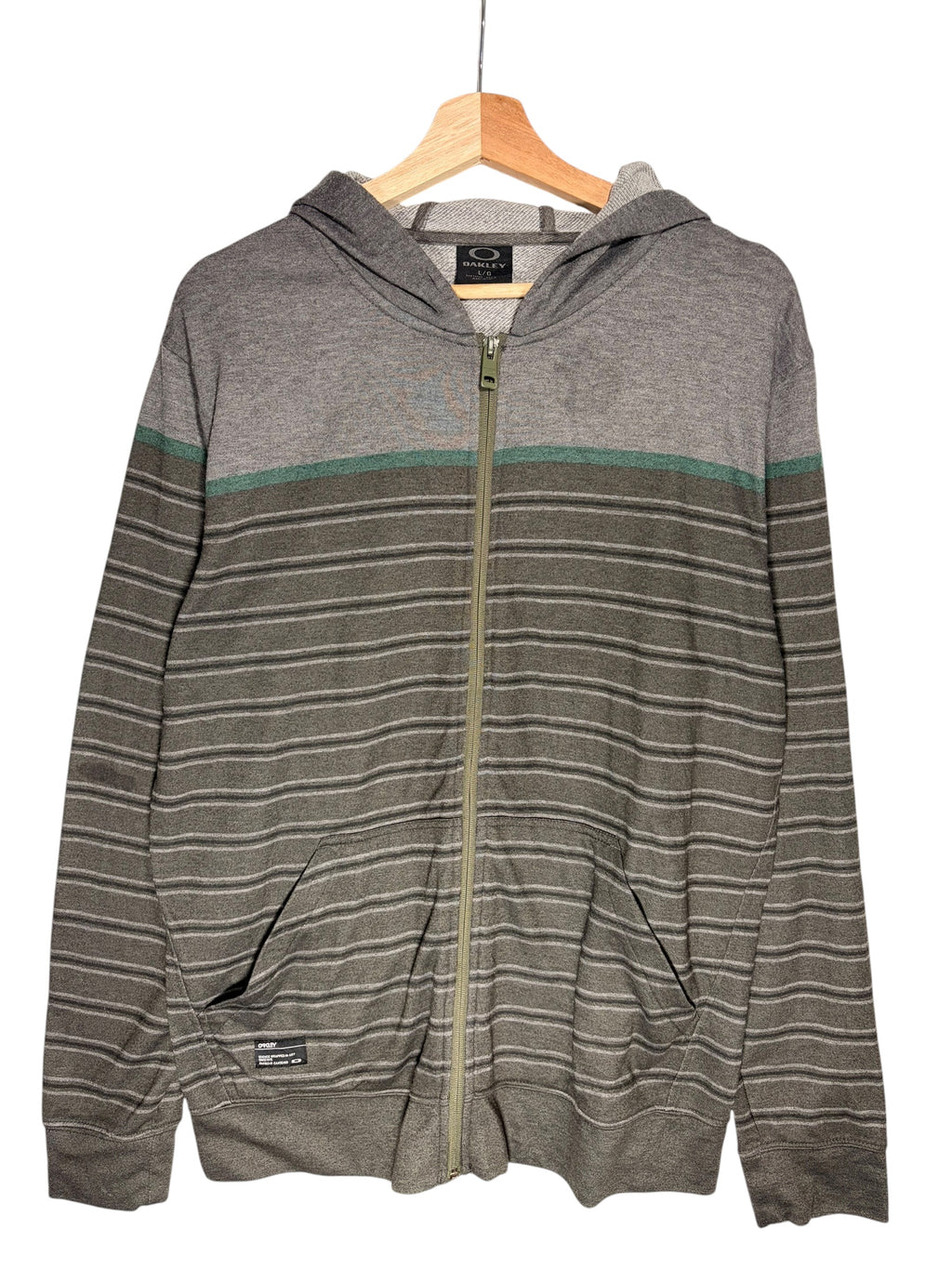 Oakley Vintage Japanese Striped Grey Hoodie