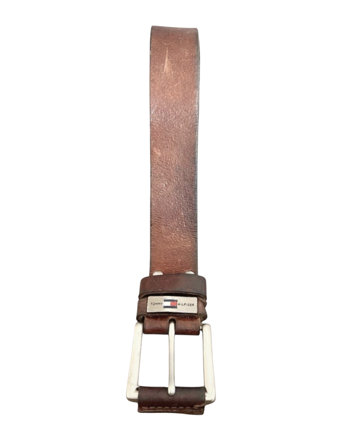 Vintage Tommy Hilfiger Statement Brown Leather Belt  — 34W