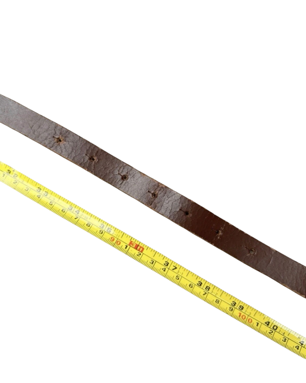 Vintage Slim brown leather belt minimal brass buckle - 36W