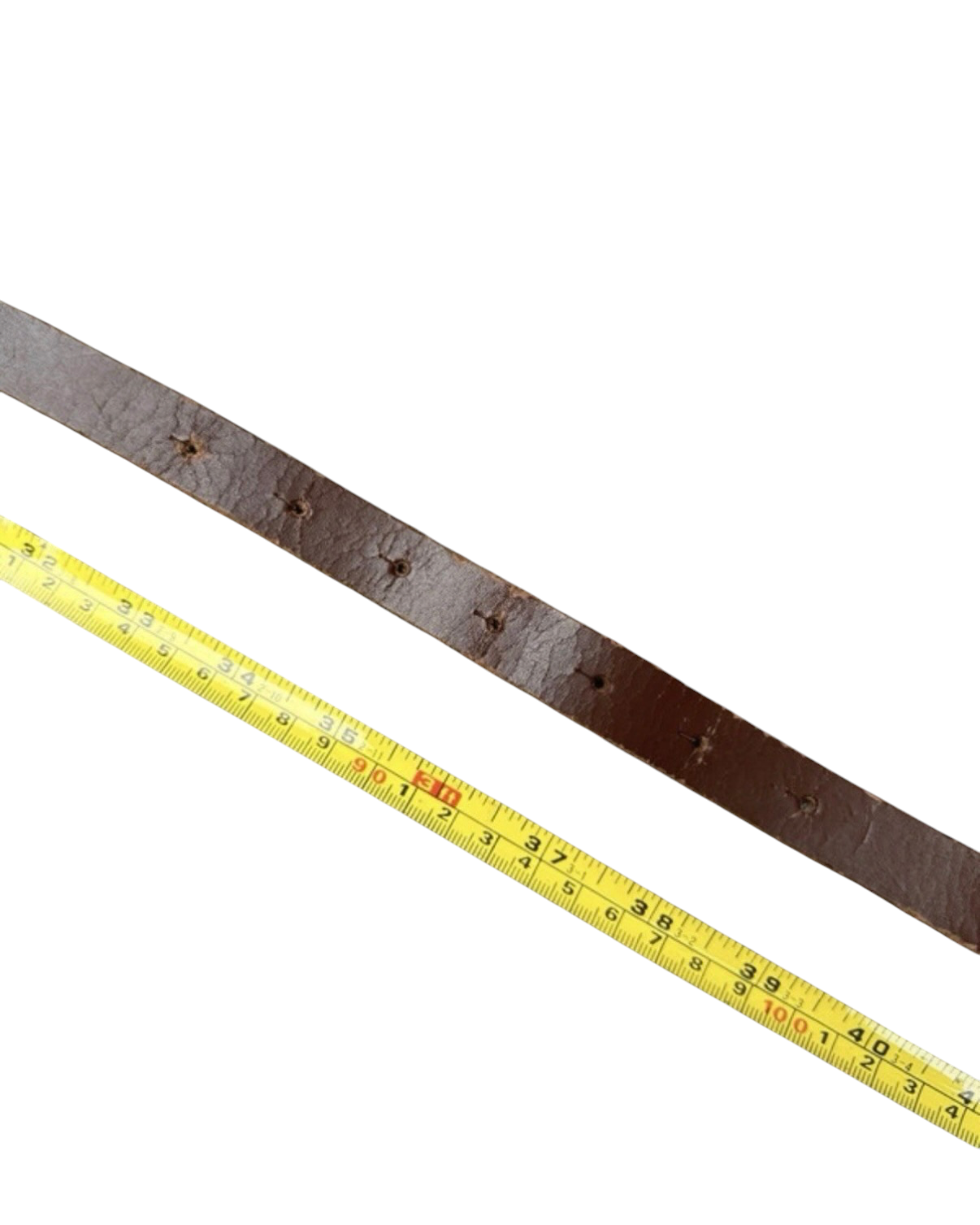 Vintage Slim brown leather belt minimal brass buckle - 36W