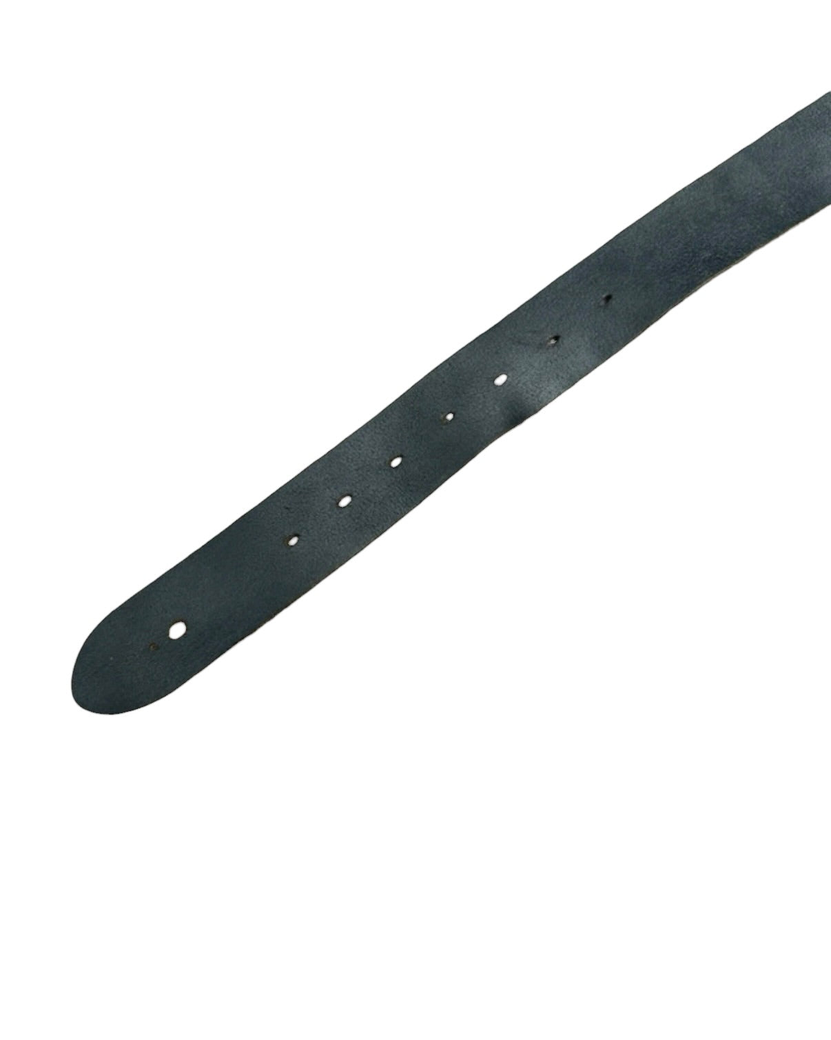 Vintage River Island Black Leather Belt With Geometric Buckle - 34W
