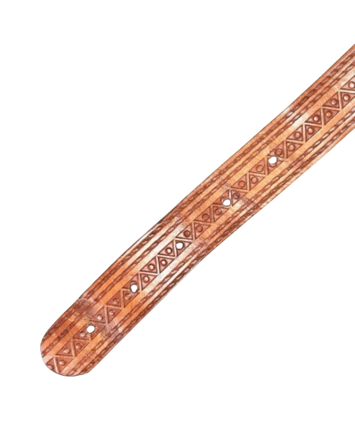Vintage Brown Patterned Statement Leather Belt - 32W