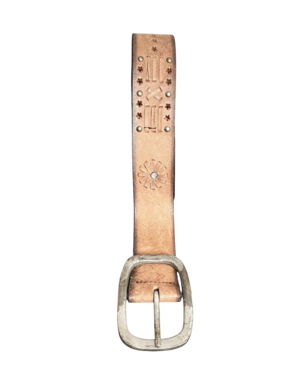 Vintage Brown Leather Western Studded Belt - 42W