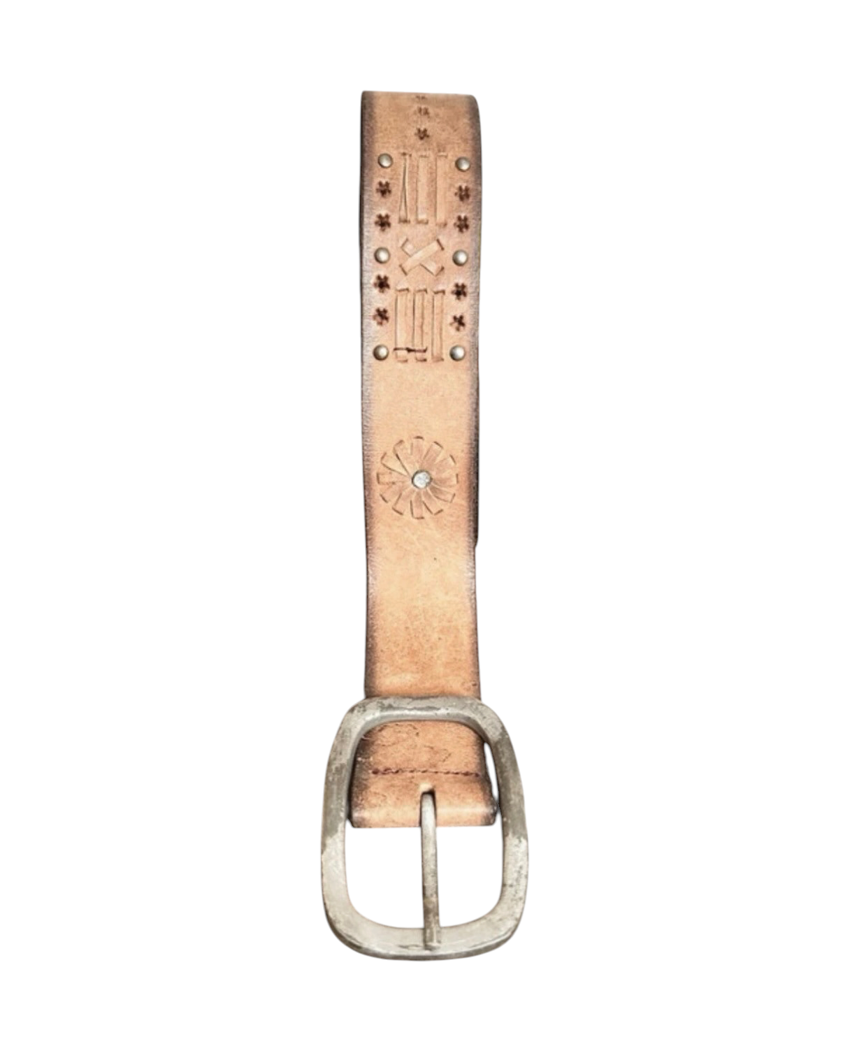 Vintage Brown Leather Western Studded Belt - 42W