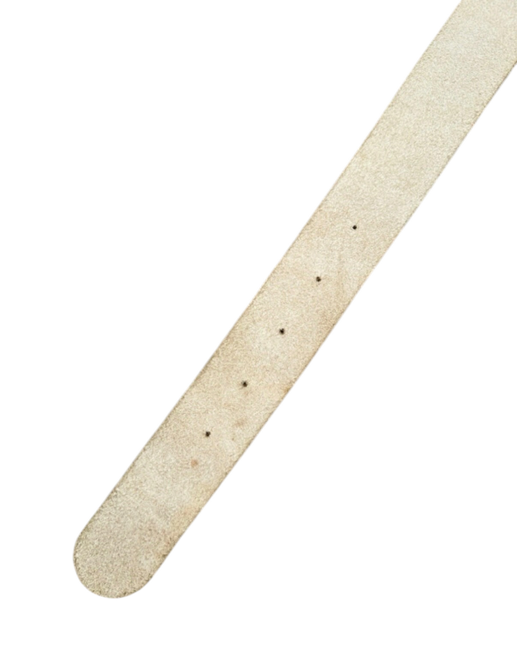Vintage Worn Leather Belt with Embellished Buckle - 38