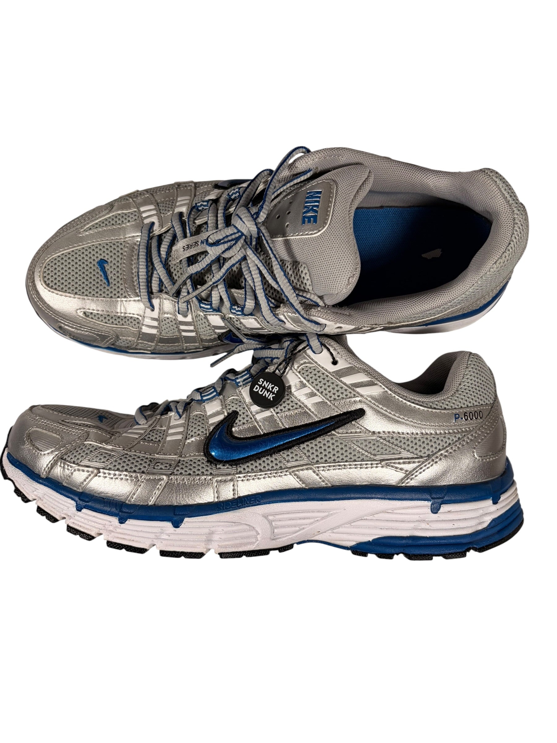 Nike P6000 Metallic Silver & Blue Running Trainers