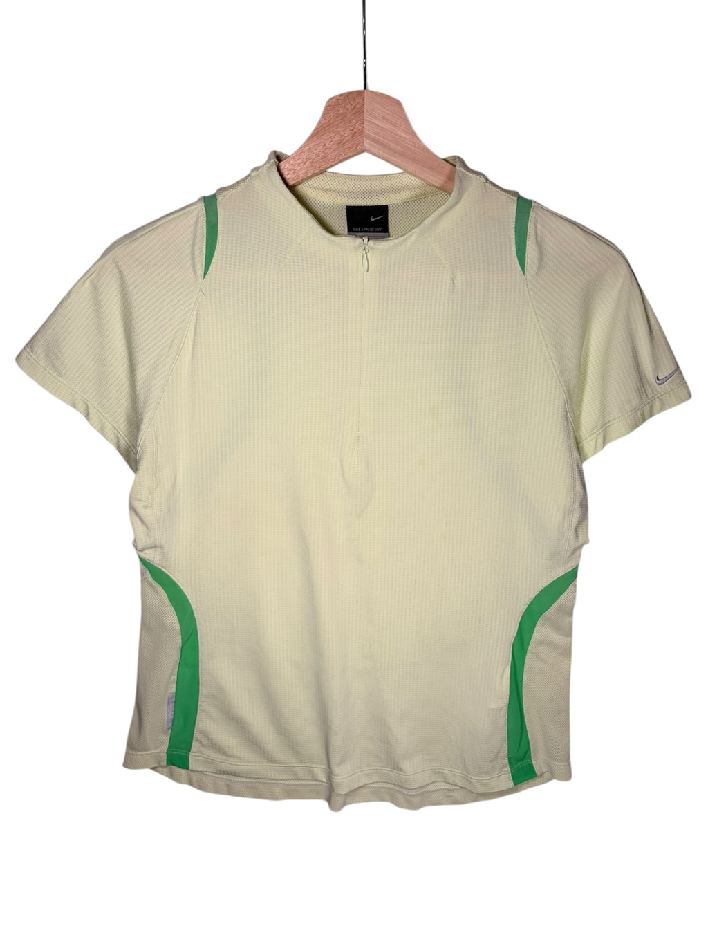 Nike Sphere Dry 2000s Panelled Cream Green Zip T-Shirt