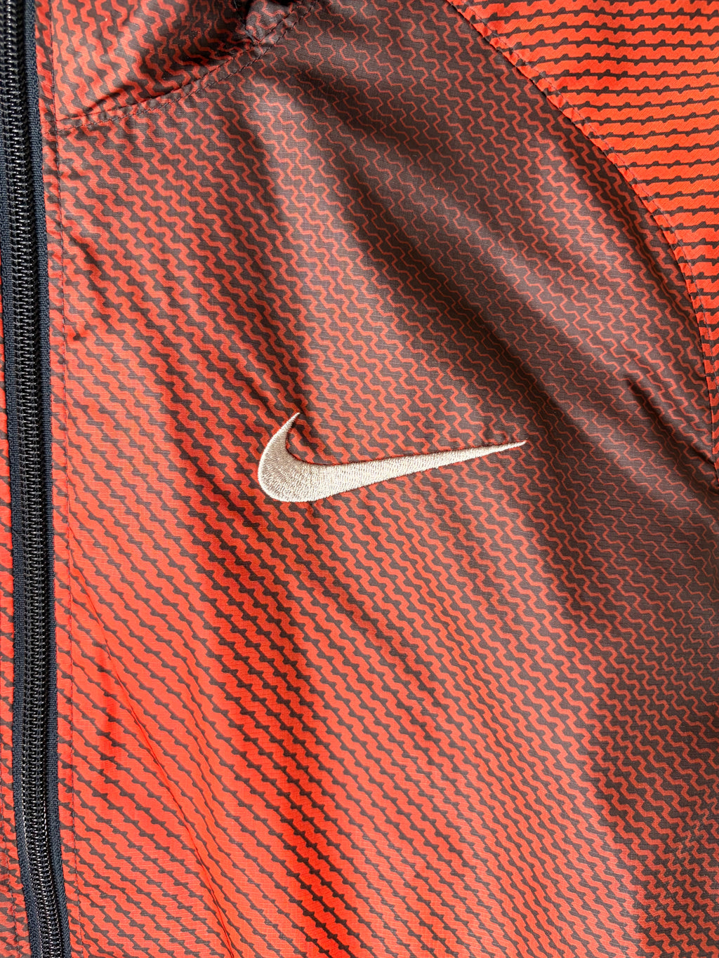Nike 2000s Orange Black Patterned Technical Windbreaker
