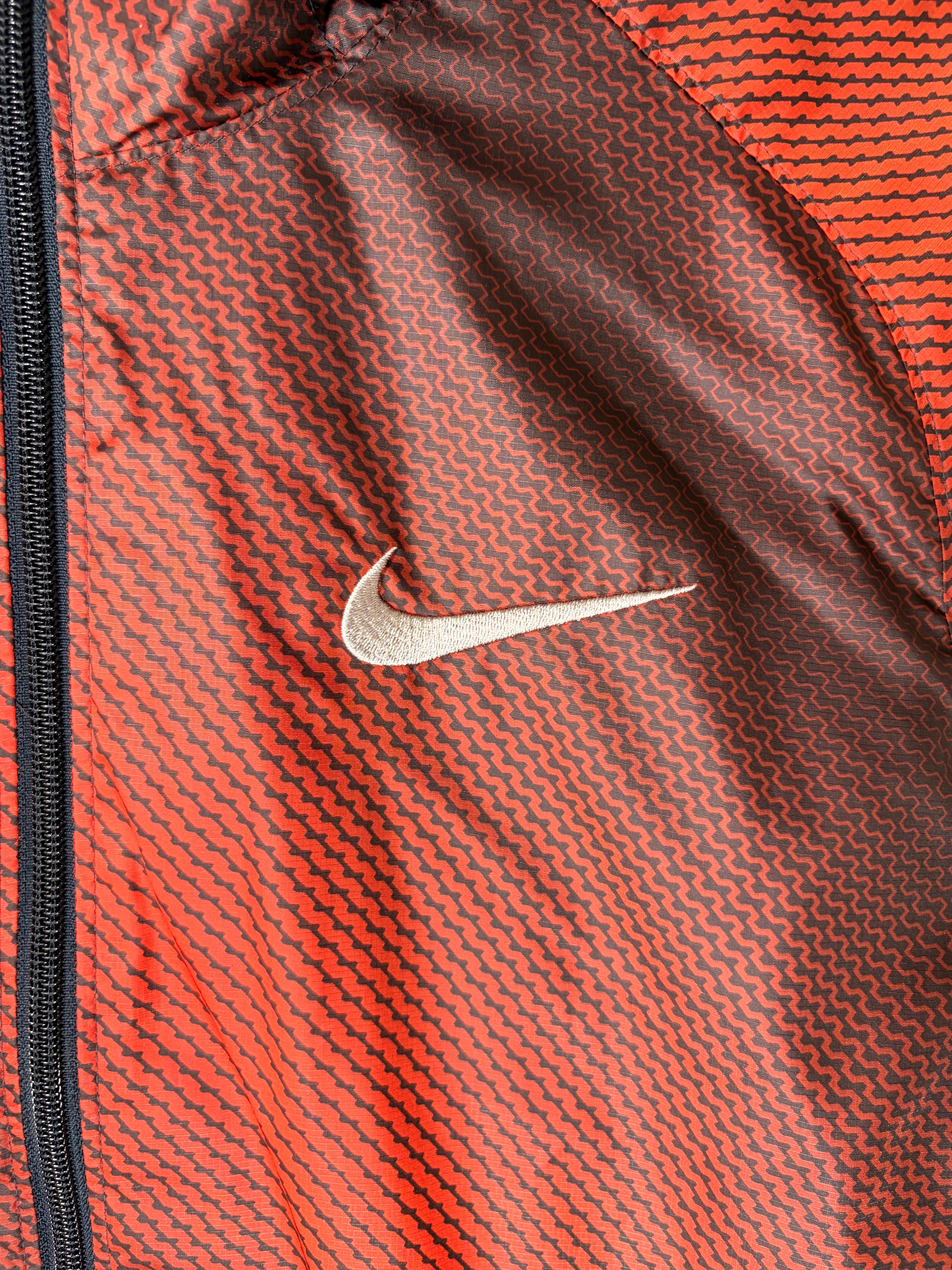 Nike 2000s Orange Black Patterned Technical Windbreaker
