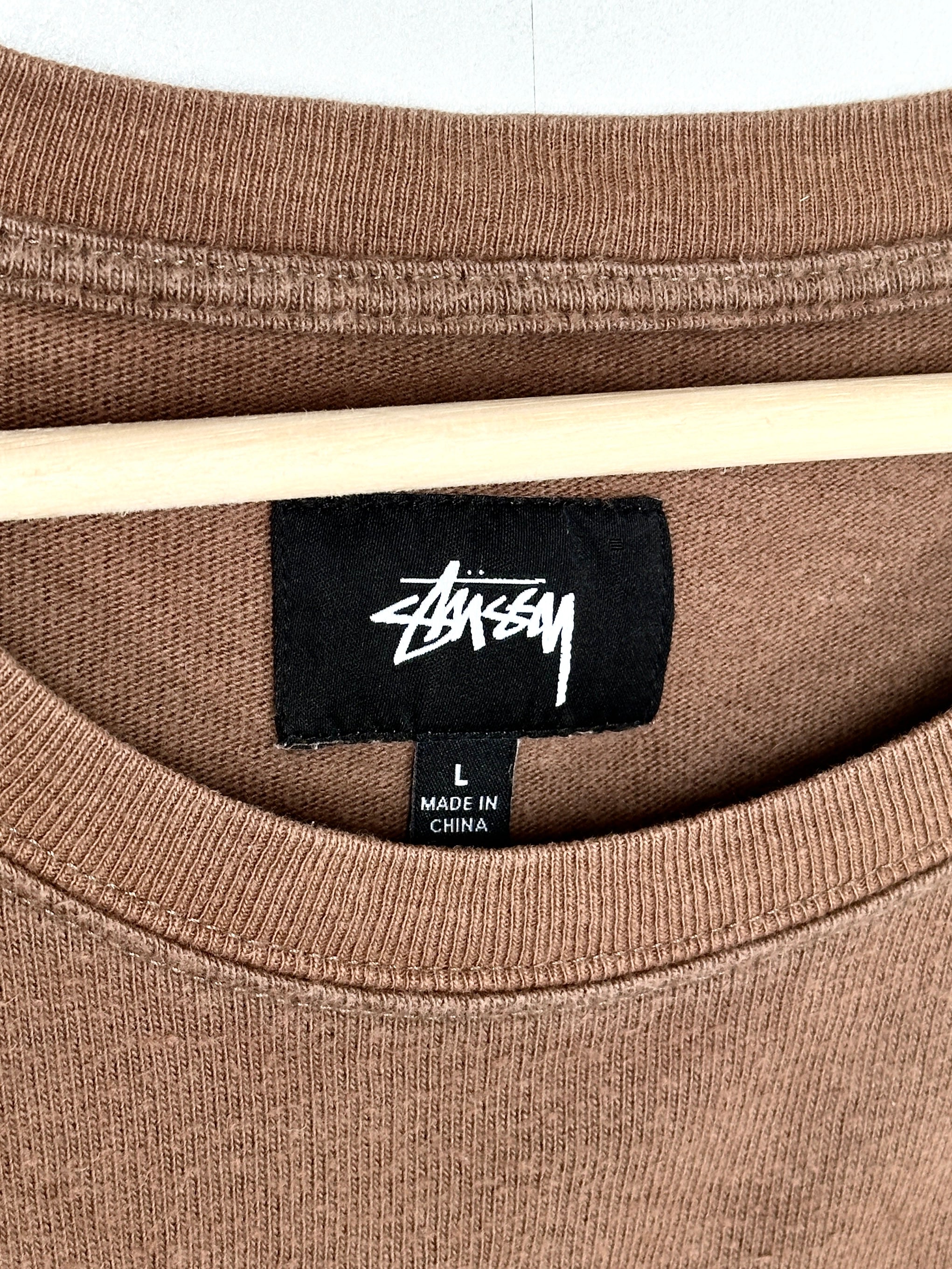 Stussy Spellout Brown Green Longsleeve