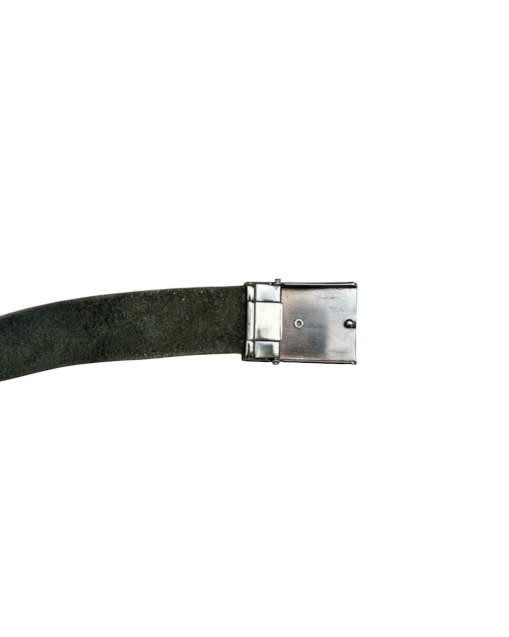 Vintage Black Leather Belt Unique Statement Buckle - 40W