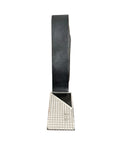 Vintage River Island Black Leather Belt With Geometric Buckle - 34W