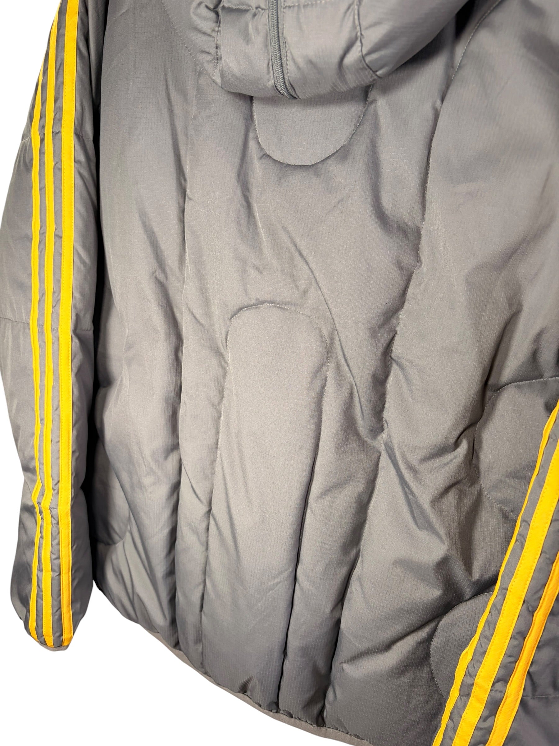 Adidas Vintage Grey & Yellow Trim Lined Puffer Coat