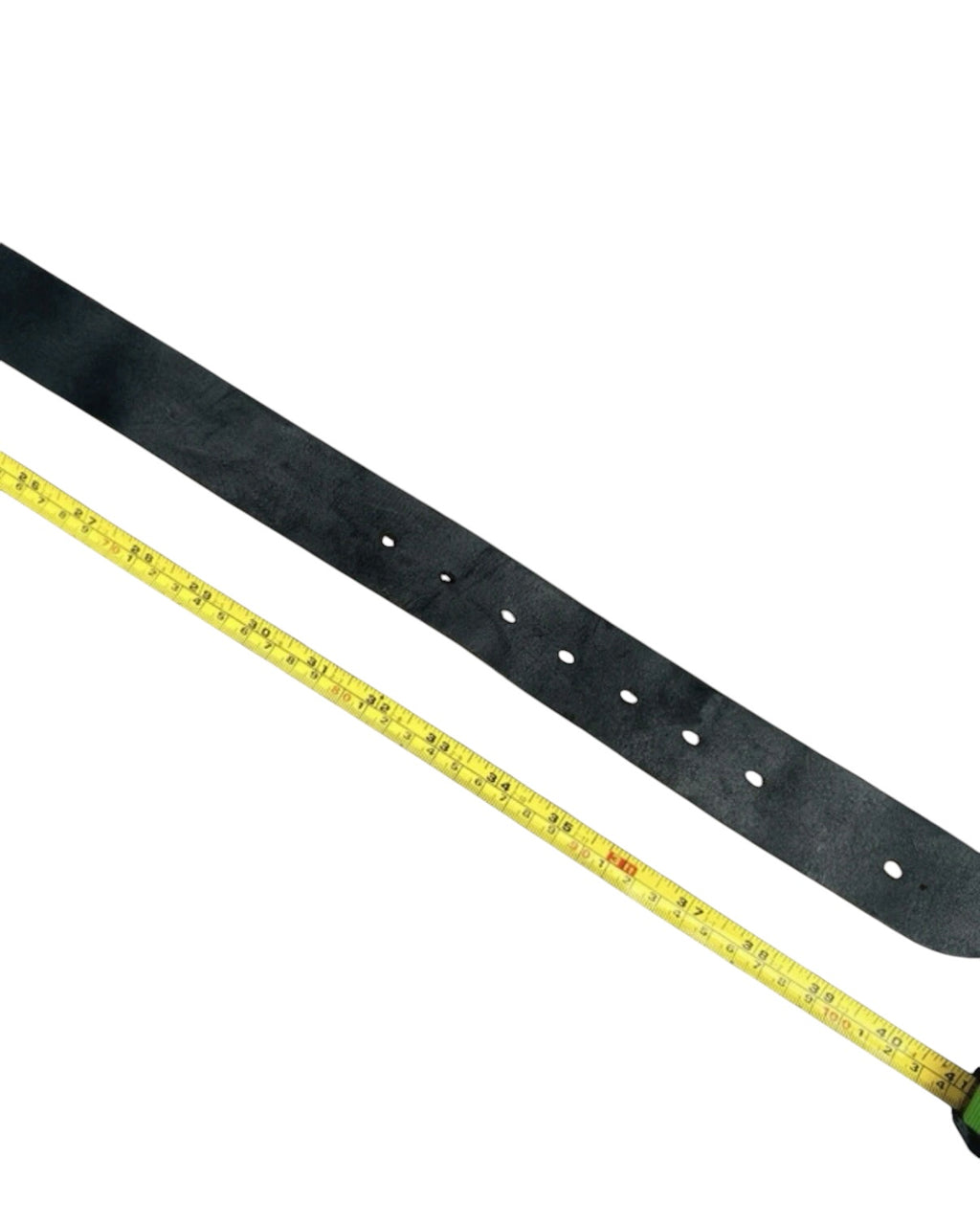 Vintage River Island Black Leather Belt With Geometric Buckle - 34W