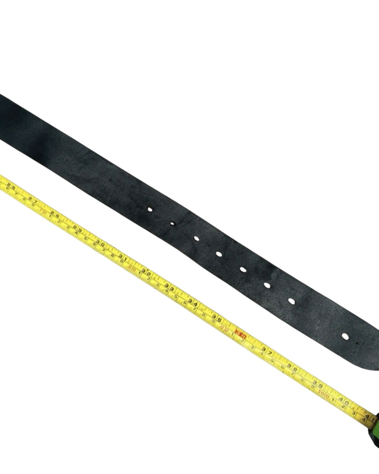 Vintage River Island Black Leather Belt With Geometric Buckle - 34W