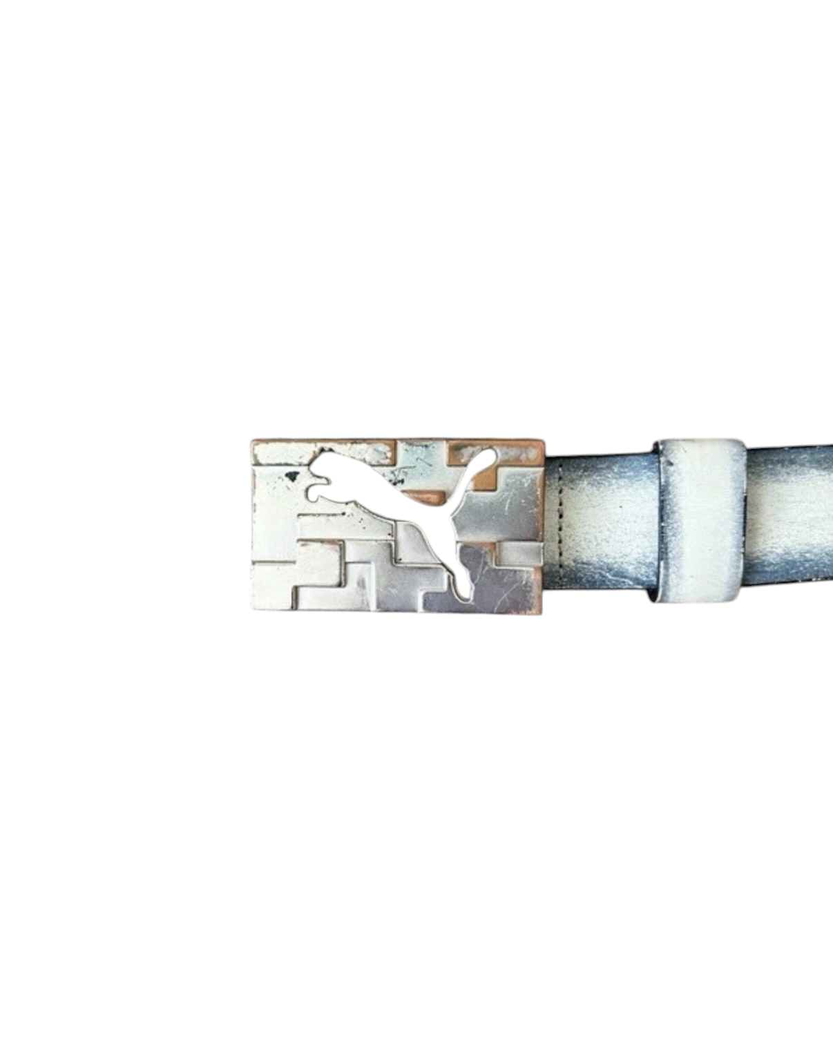 Vintage Puma Cut Out Buckle Two Tone Leather Belt - 44W