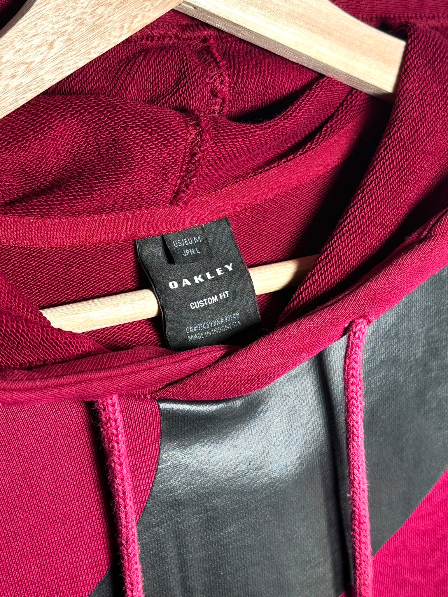 Oakley Burgundy & Black Logo Print Hoodie