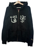 Evisu Vintage Print Zip Up Black Hoodie