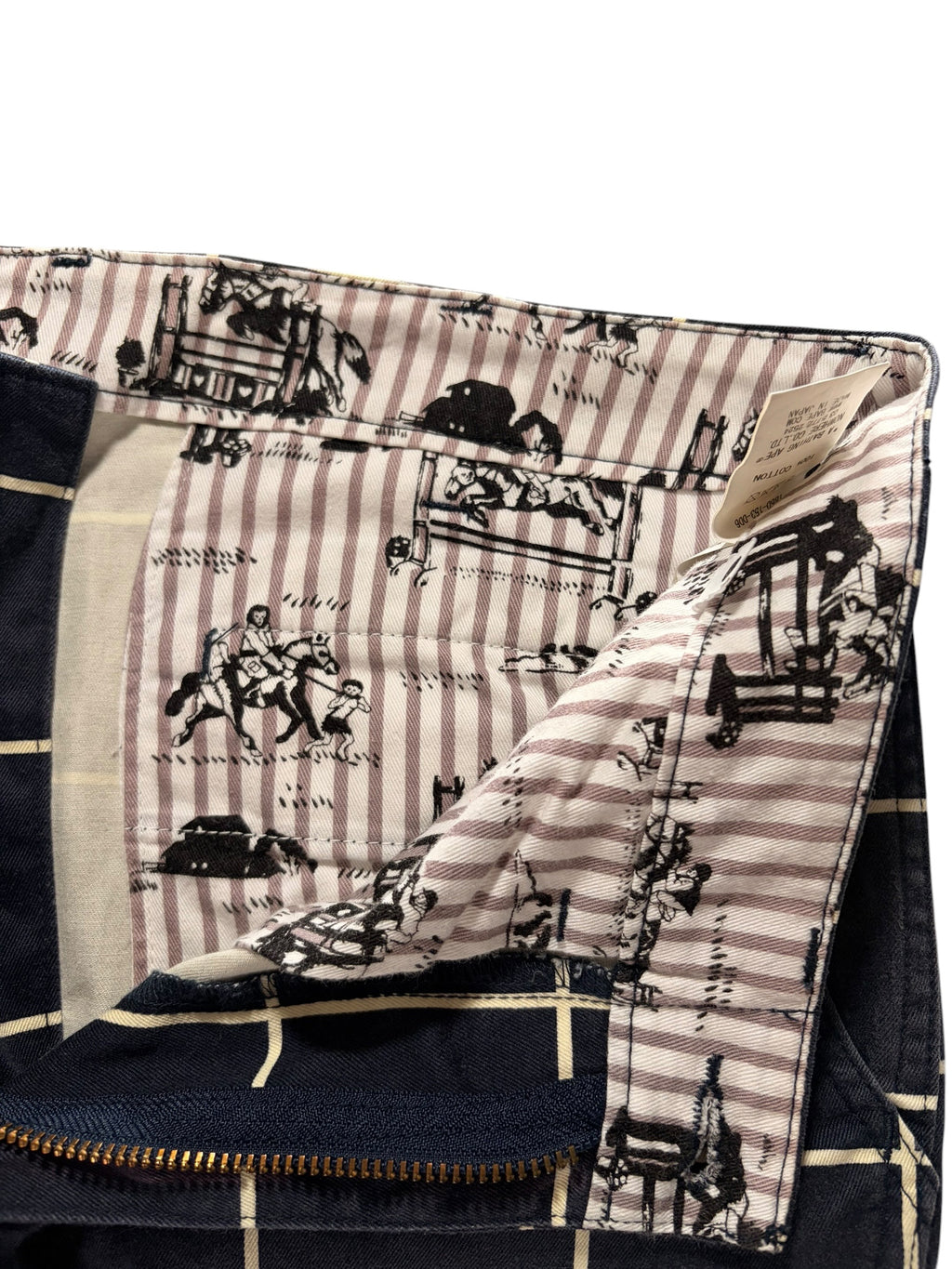 BAPE Vintage Japanese Navy Cream Plaid Shorts