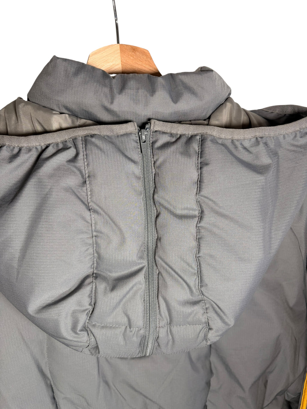 Adidas Vintage Grey & Yellow Trim Lined Puffer Coat