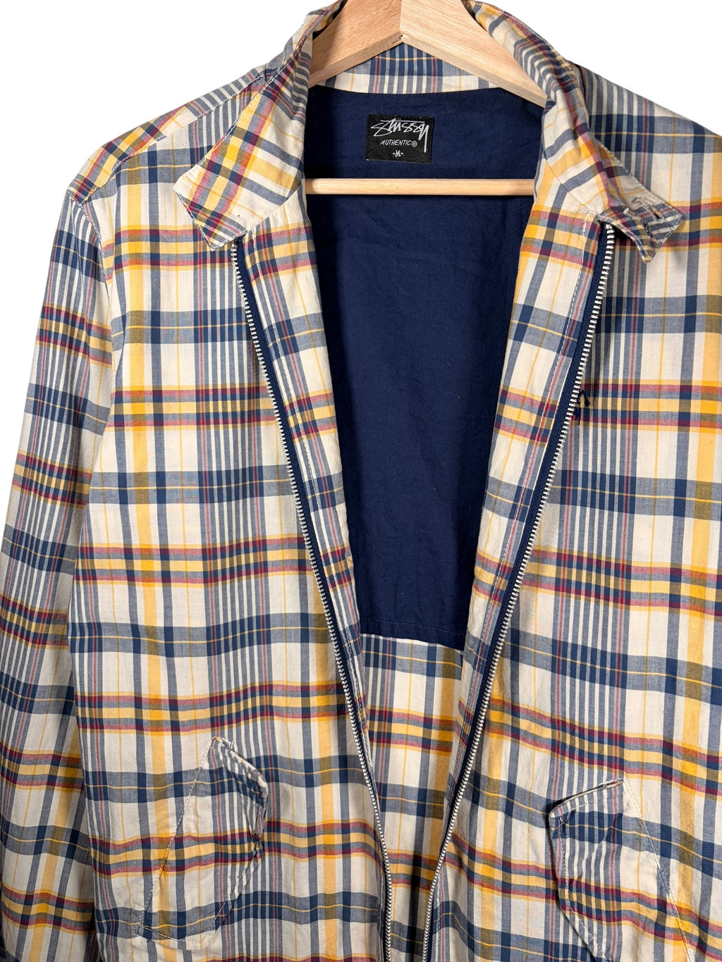 Stüssy Vintage Plaid Zip Yellow Collared Jacket