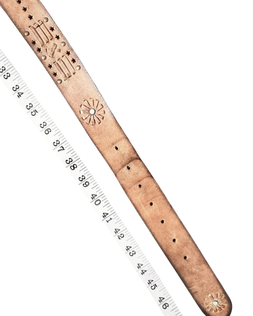 Vintage Brown Leather Western Studded Belt - 42W