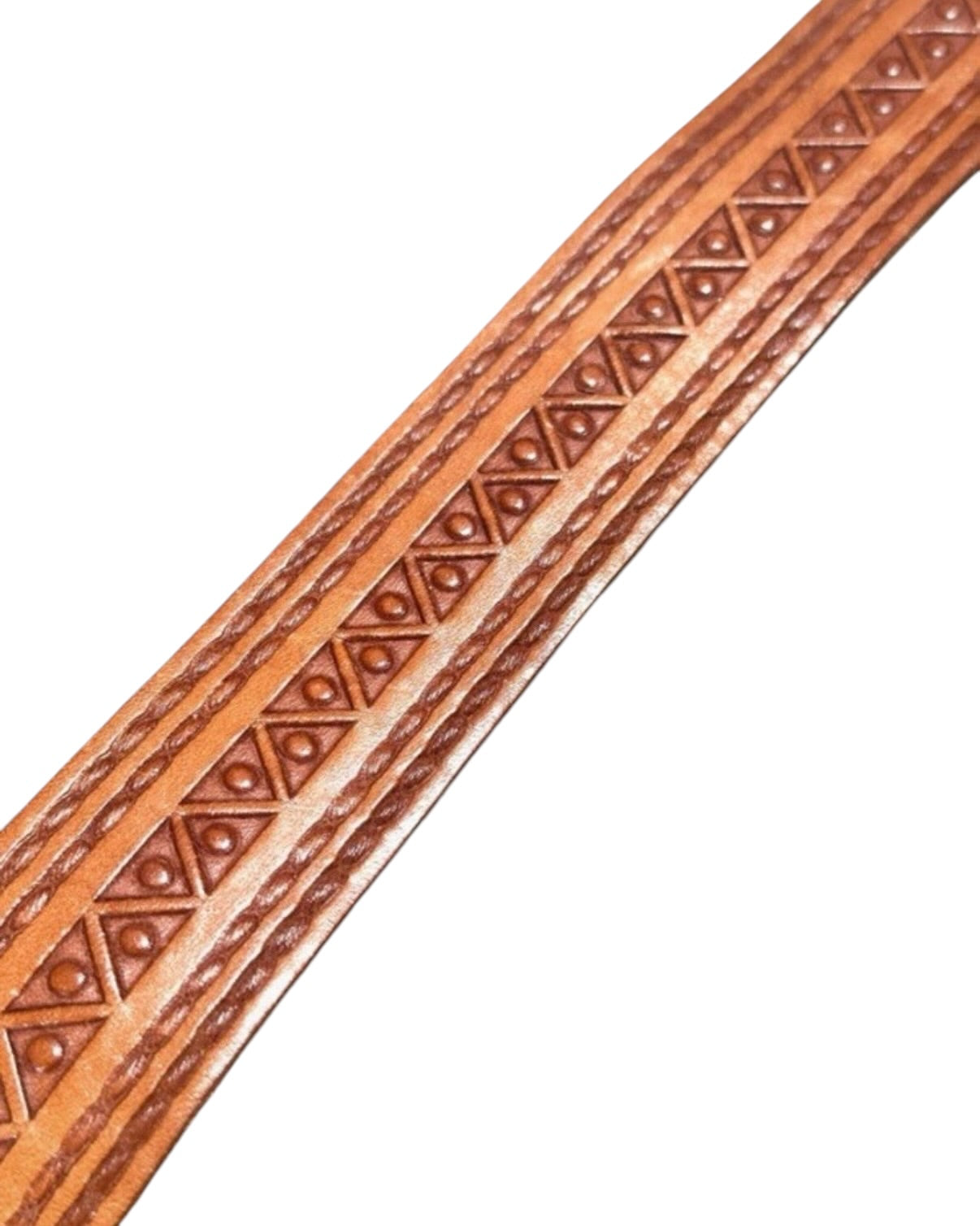 Vintage Brown Patterned Statement Leather Belt - 32W