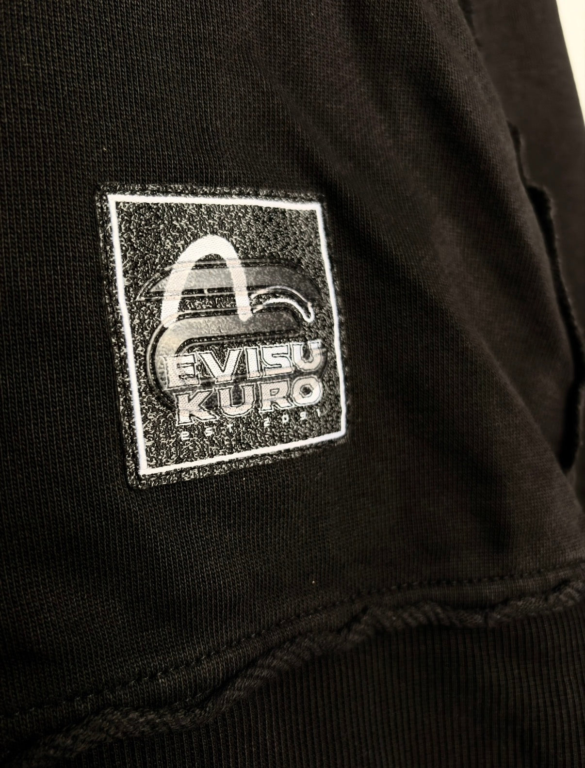 Evisu Kuro Vintage Ripped Logo Black Jumper