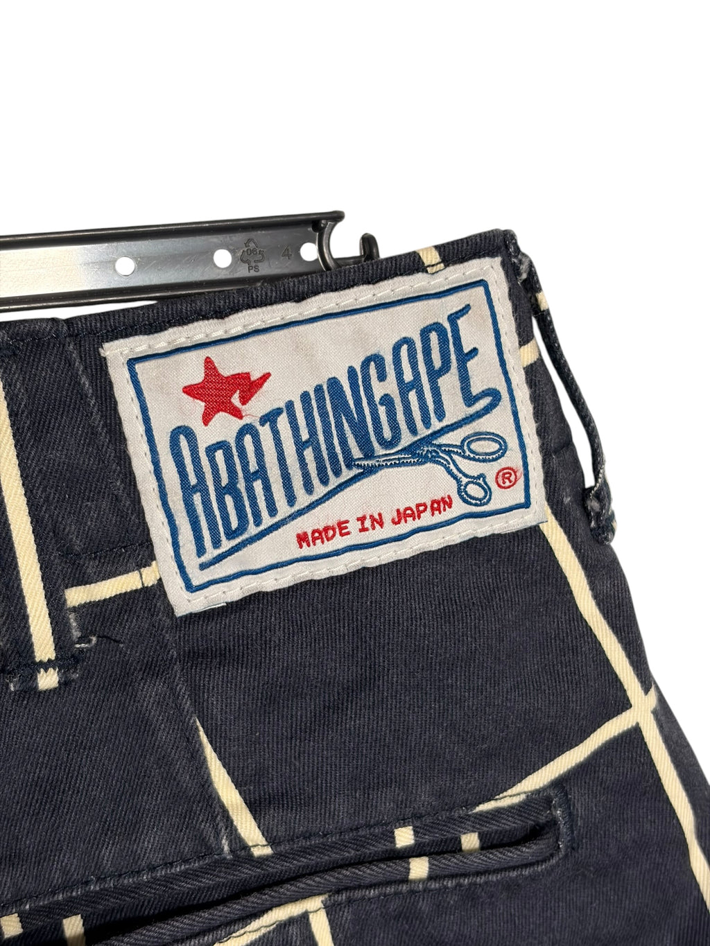 BAPE Vintage Japanese Navy Cream Plaid Shorts