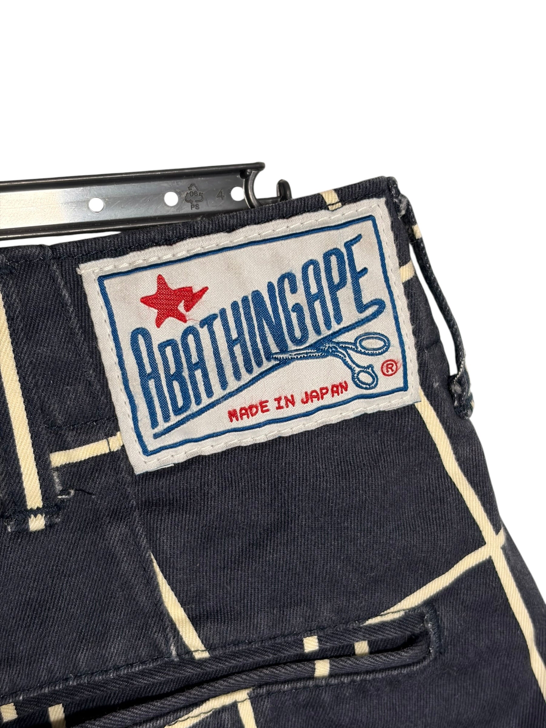 BAPE Vintage Japanese Navy Cream Plaid Shorts