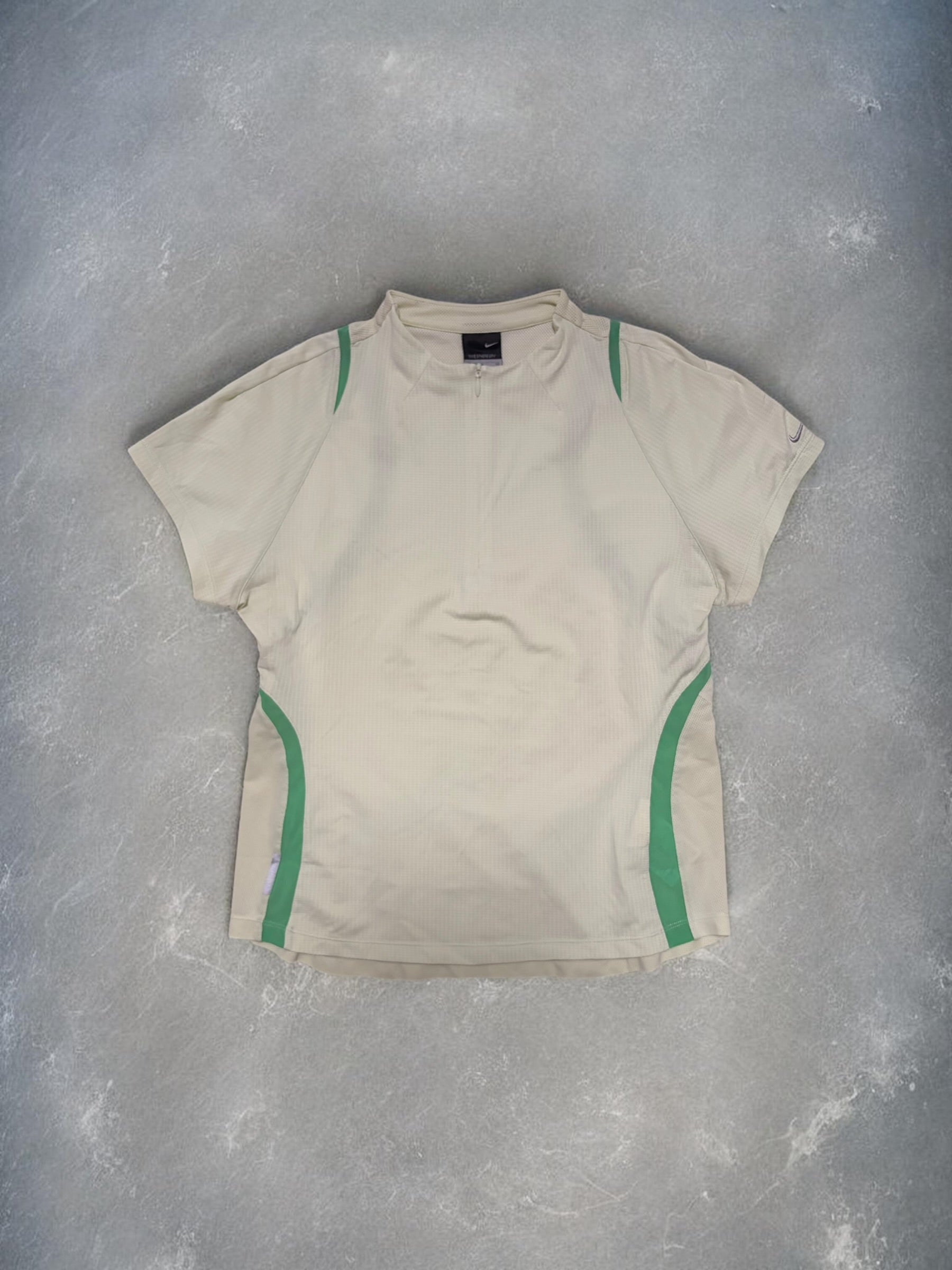 Nike Sphere Dry 2000s Panelled Cream Green Zip T-Shirt