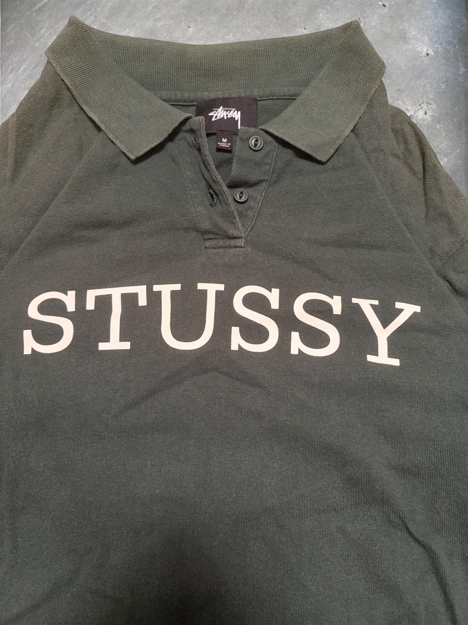 Stussy Vintage Spellout Green Longsleeve Shirt