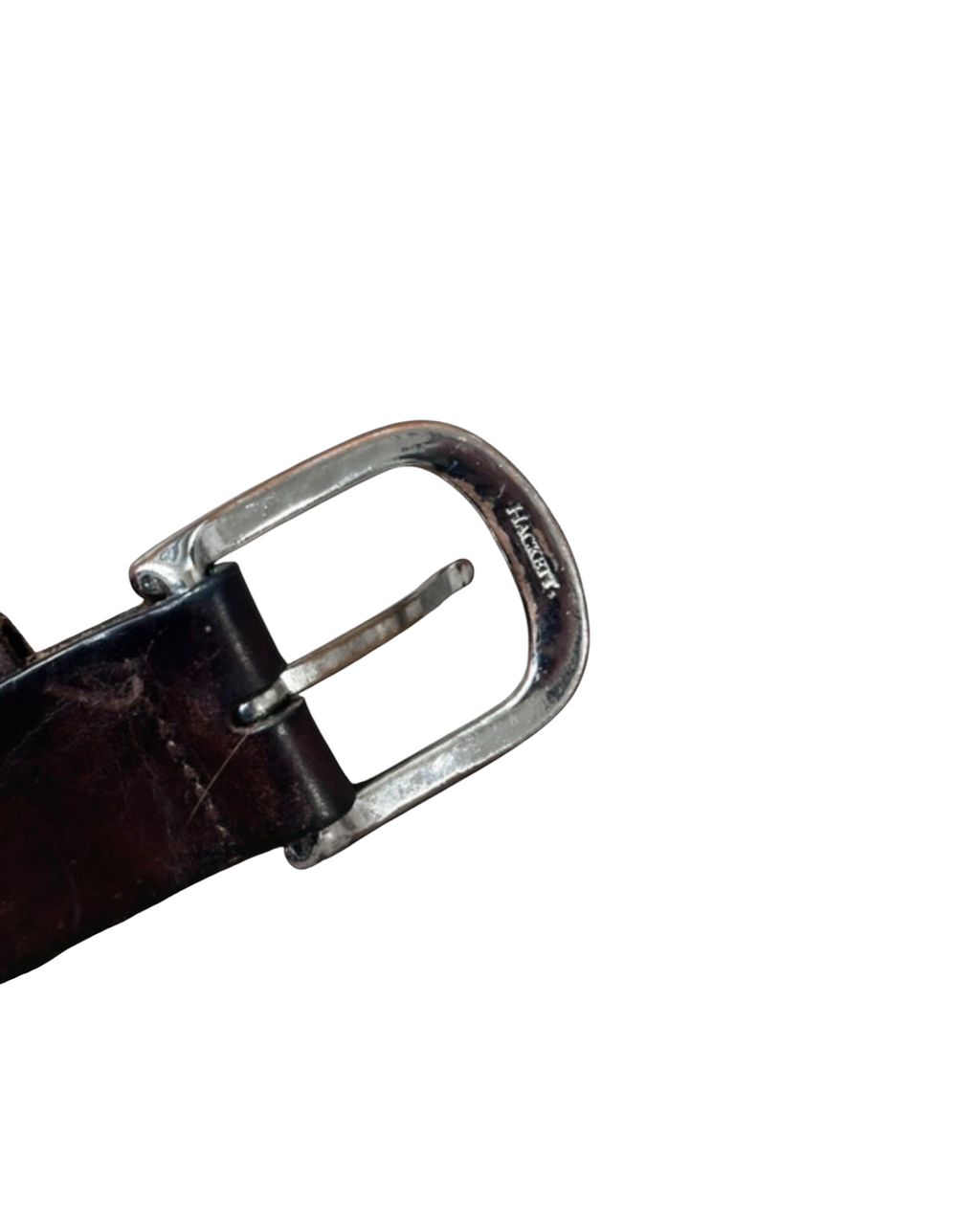 Hackett London Leather & Blue Woven Canvas Belt - 38W